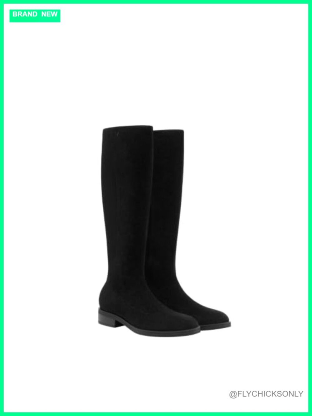 Square Toe Knee High Boots Stretch Knit Water Repellent Wool